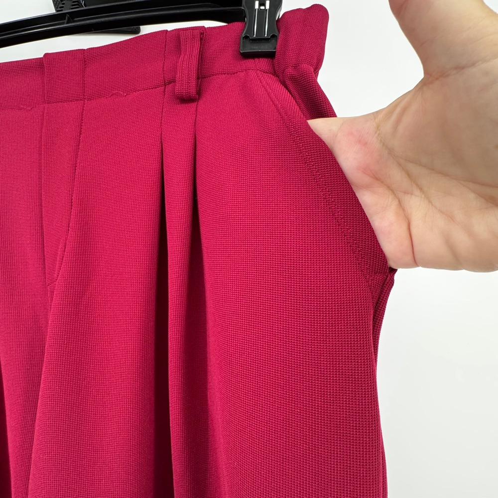 Halara Womens Wide Leg Pleated Trousers Burgundy Red High Waisted Pants Large